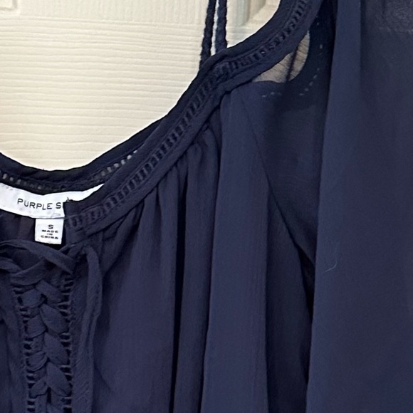 Flowy tunic top / short dress boho hippie size S - Purple Snow - Picture 5 of 9